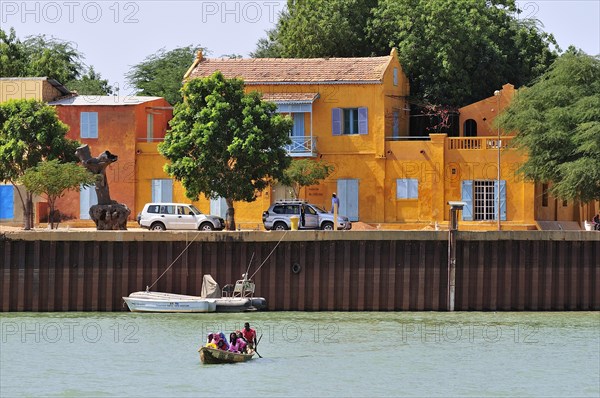 View over the river Senegal to the Senegalese town of Podor