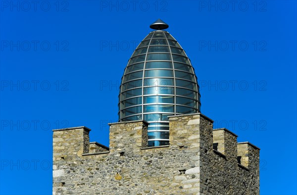 Glass dome designed by Mario Botta on the tower of the bishop's castle Leuk