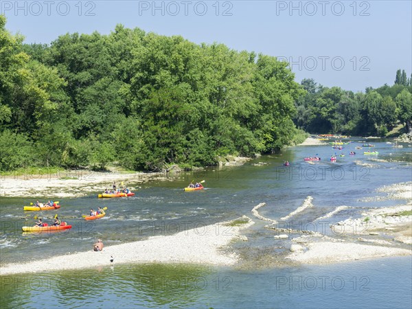 Kayaks on Ardeche river