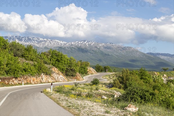 Mali i Thate mountain panorama on lake Prespa