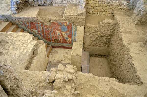 Dug out area with wall paintings