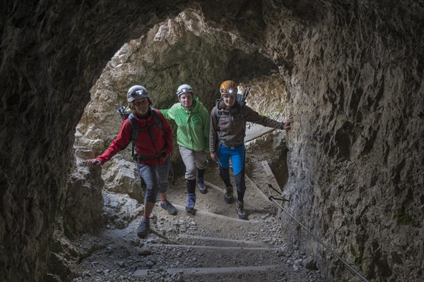 Tourists in the rock tunnel