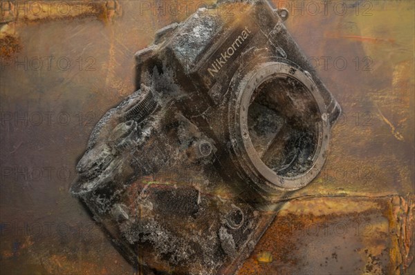 Old rusty analog SLR camera