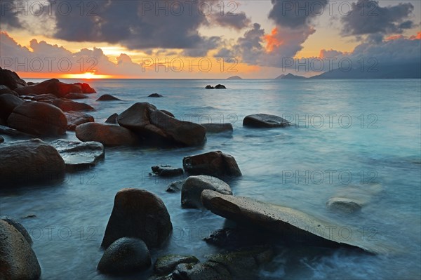 Colourful sunset at Anse Soleil