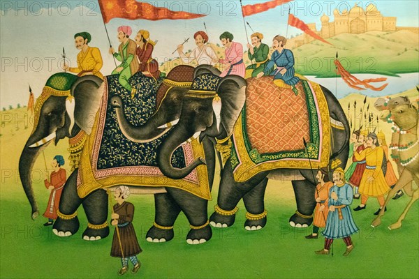 Wall painting with elephants