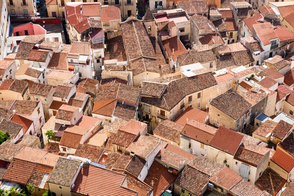 View from Rocca di Cefalu on the roofs of the historic centre
