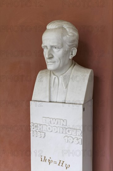 Bust of the Austrian physicist and Nobel laureate Erwin Schrodinger