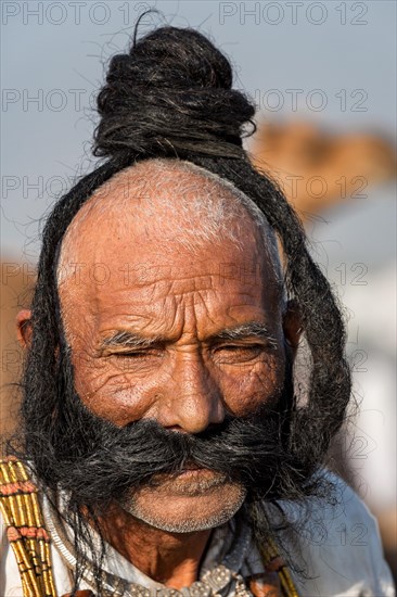 Portrait of a senior Rajasthani with a long beard