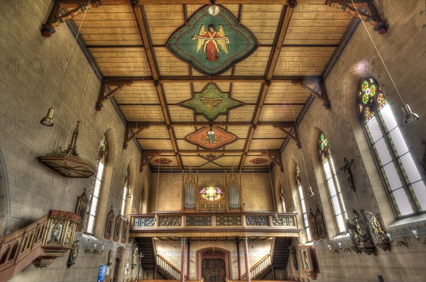 Interior with organ loft of St. Laurentius Church