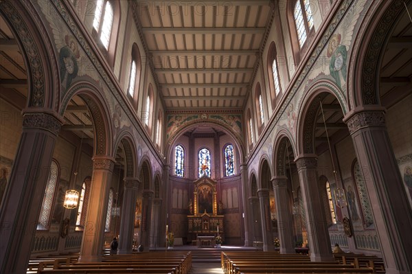 Chancel and wooden ceiling of the Saints Peter and Paul Church
