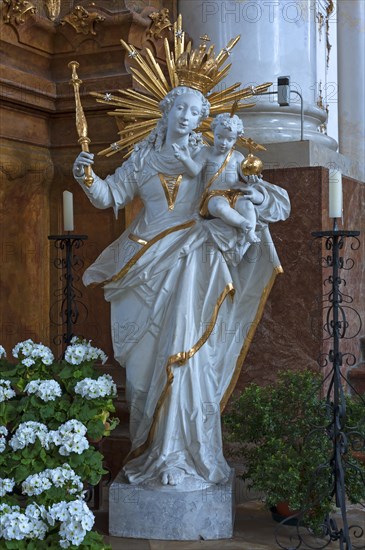 Madonna sculpture with baby Jesus in the Baroque Marienmunster