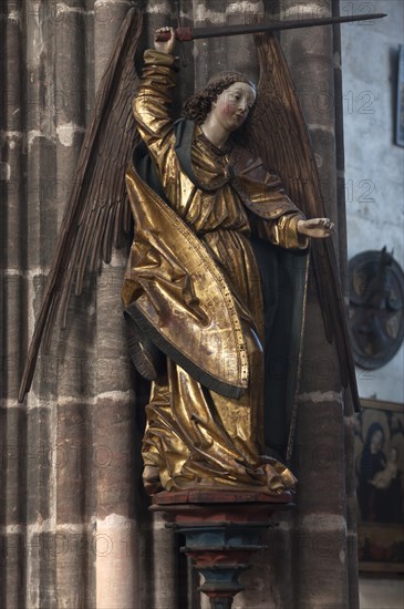 Colored sculpture of the Archangel Michael