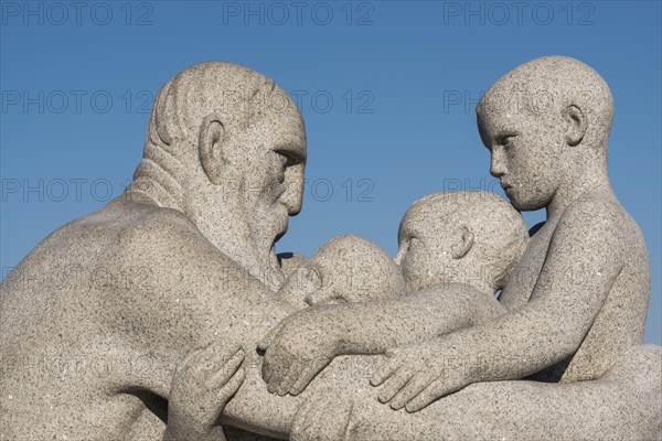 Old man and three children