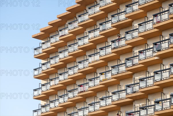 Balconies on the facade of Hotel Riu Belplaya in Torremolinos