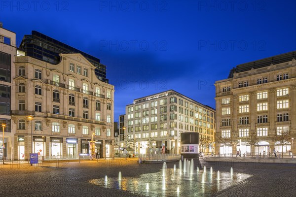 Office and commercial buildings at dusk