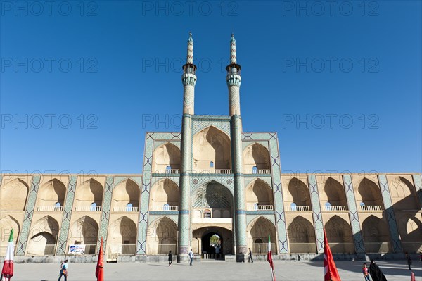 Tekiyeh Amir Chaqmaq Square and facade of former mosque with twin minarets