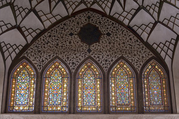Colourfully decorated glass windows