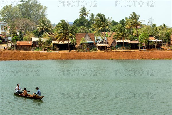 Traditional houses and palm trees