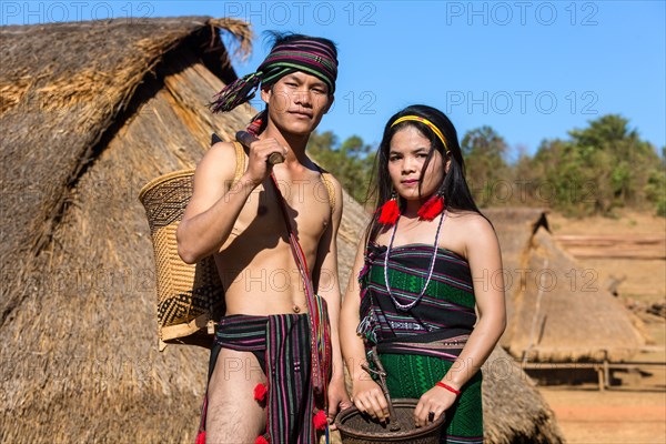 Phnong man and woman in traditional costume