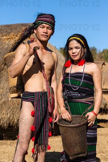 Phnong man and woman in traditional costume