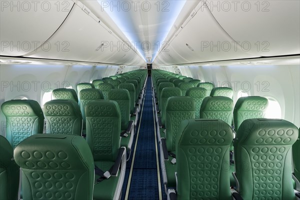 Passenger cabin of a Boeing 737-800 of the Transavia airline