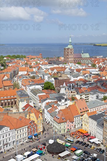View of the city with St. Nicholas' Church as seen from the tower of St. Mary's Church