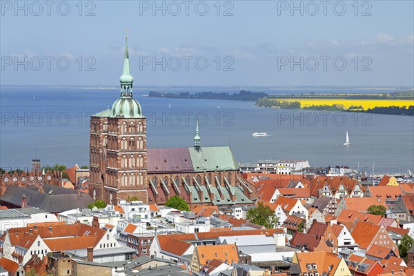 View of the city with St. Nicholas' Church as seen from the tower of St. Mary's Church
