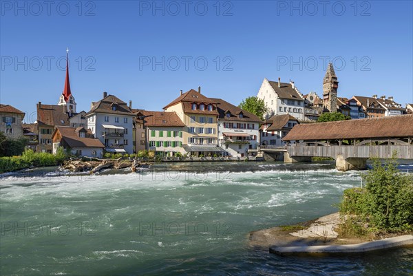 River Reuss with old wooden bridge