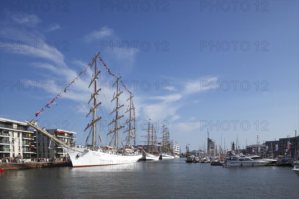 New harbor with sailing ships