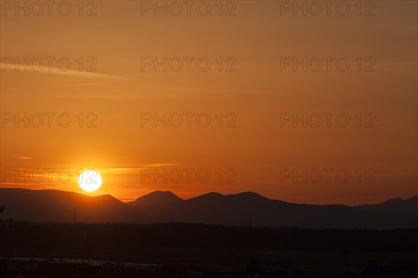Sunset with the Vosges Mountains in backlight
