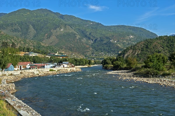 Landscape in the Paro Valley with the Paro Chhu River