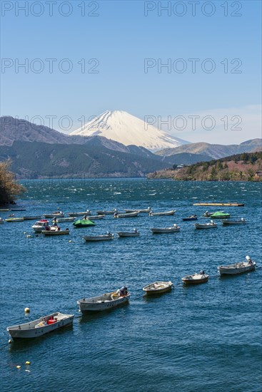 Ashi Lake with anchoring boats