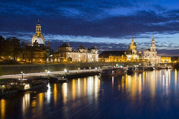 Cityscape at night with Frauenkirche church