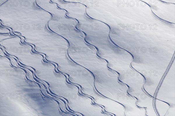 Ski tracks in deep snow