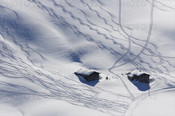 Ski tracks in deep snow
