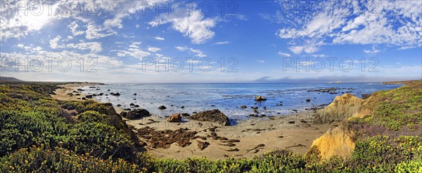 Pacific coast with clouded sky