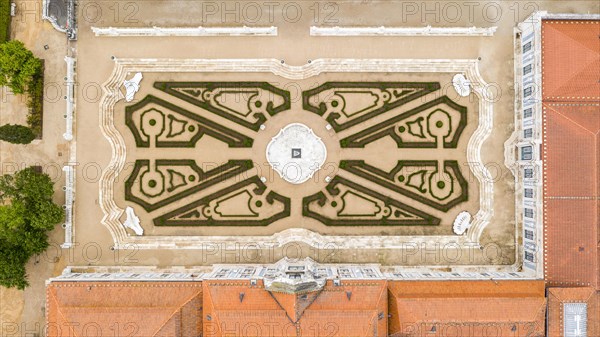 Aerial view of garden in Queluz National Palace