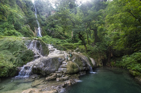 Waterfall and pools below Mele Cascades