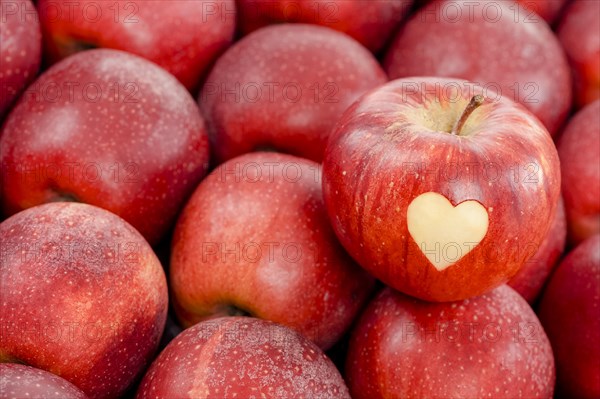 Apple with a heart shape cut-out