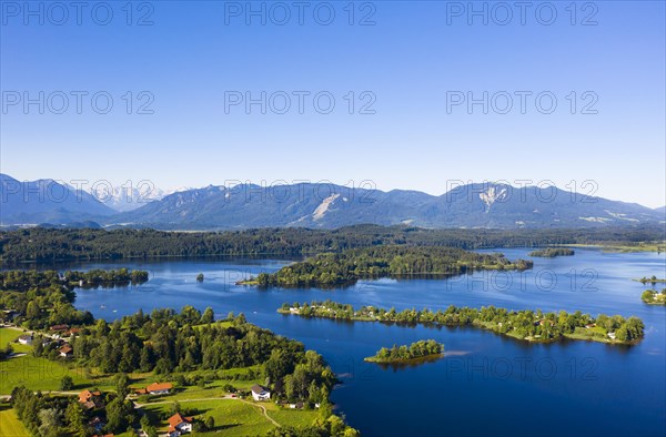 View of Lake Staffelsee with Gradeninsel island