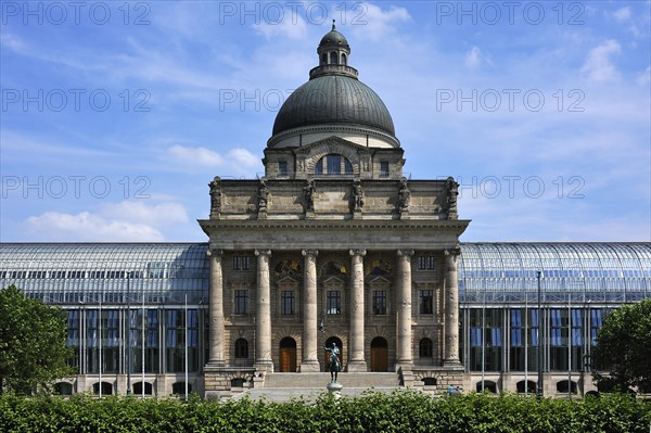 Bavarian State Chancellery with the equestrian statue of Otto I or Otto of Wittelsbach