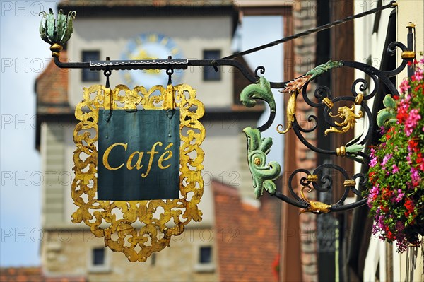 Hanging sign of a cafe