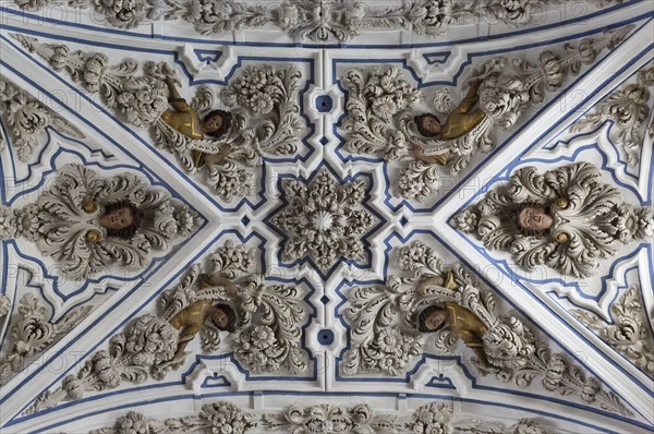 Exuberant baroque stucco work at the ceiling of the Aurora church