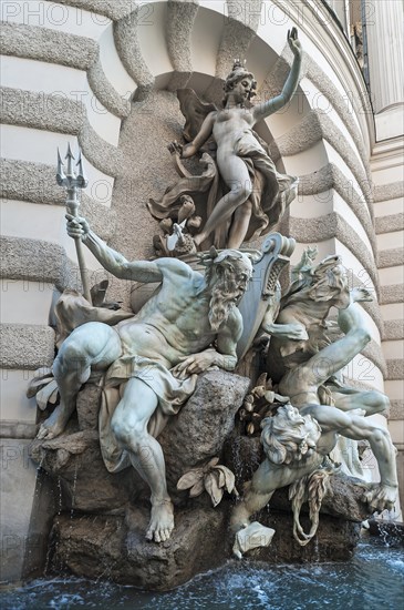 Die Macht zur See' fountain with sculpture group at the Hofburg Imperial Palace