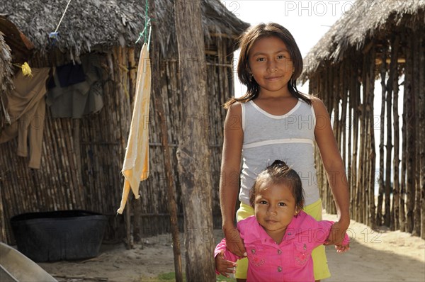Two girls in a Kuna Indian village