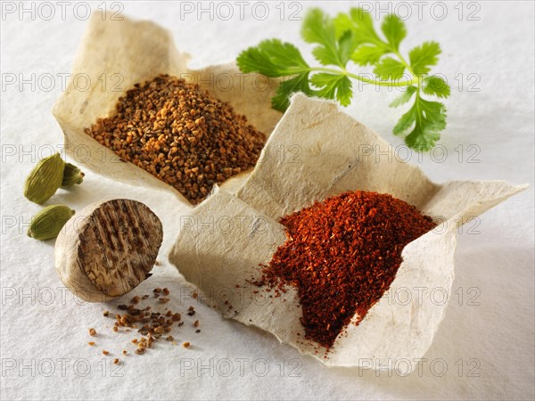 Ground and whole nutmeg