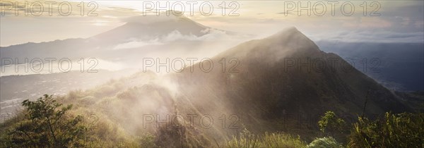 Batur Volcano and Lake Batur at sunrise