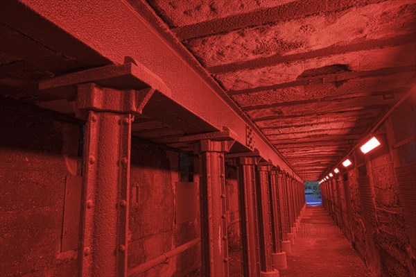 Red illuminated tunnel
