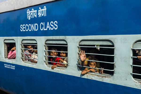Second class Indian Railways train coach