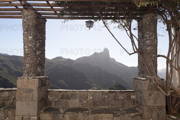 Views from Tejeda to the Roque Bentayga rock formation